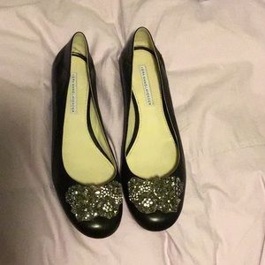 Vera Wang Lavender Black Leather Flats